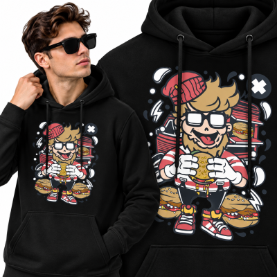 BLUZA Z KAPTUREM  ANIMOWANA HIPSTER BURGER